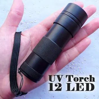 UV-Lygte | 12 Ultraviolet LED Lommelygte | 395nm UV-Lys Lilla | Værktøj til UV-Resin Håndværk